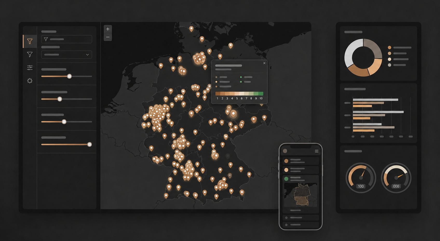 Benutzeroberfläche einer Geodaten-Plattform
